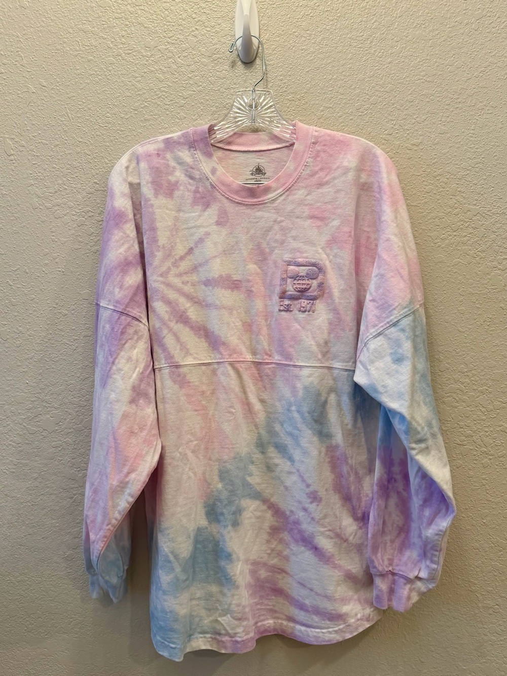 Disney Parks WDW Pastel Tie Dye Glitter Spirit Jersey M